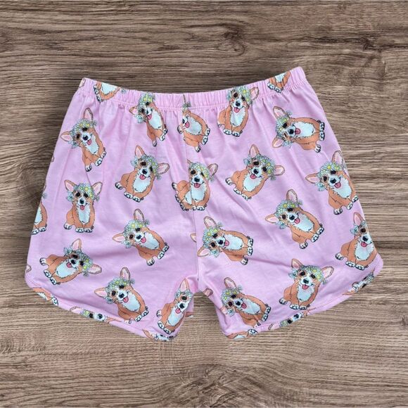 Pink Corgi Pajama Set with Cartoon Design and Daisies 3 Piece Set Size 8 - 9 Y - Picture 6 of 12